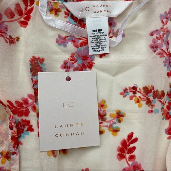 NWT LC Lauren Conrad Women’s Floral Print Tapered Tie Front Kimono One Size - Picture 3 of 11